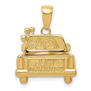 14k Yellow Gold Just Married Pendant, 17mm